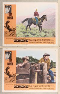3p595 SMOKY 8 LCs '66 Diana Hyland, Fess Parker tames wild outlaw mustang!