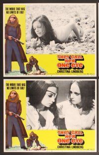 3p648 THEY CALL HER ONE EYE 8 LCs '74 wild cult classic, Christina Lindberg in the title role!