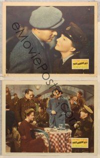 3p985 THIS ABOVE ALL 3 LCs '42 great romantic close up of Tyrone Power & Joan Fontaine!