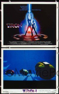 3p677 TRON 8 LCs '82 Walt Disney sci-fi, Jeff Bridges in a computer, cool special effects!