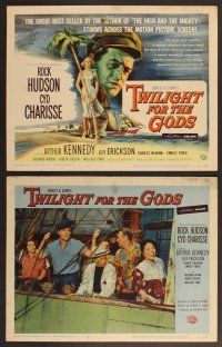 3p681 TWILIGHT FOR THE GODS 8 LCs '58 images of Rock Hudson & sexy Cyd Charisse!