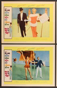 3p727 WHAT A WAY TO GO 8 LCs '64 Shirley MacLaine, Robert Mitchum, Dean Martin, Dick Van Dyke!