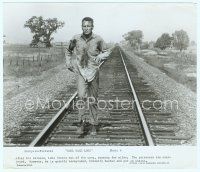 3r122 COOL HAND LUKE story-in-pictures 8x9.5 still #6 '67 Paul Newman running on railroad tracks!