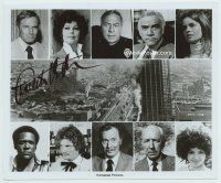 3r012 EARTHQUAKE signed 8x10 still '74 by Charlton Heston, who's with nine top cast members!