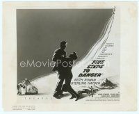 3r159 FIVE STEPS TO DANGER 8x10 still '57 artwork of Sterling Hayden fighting with Ruth Roman!