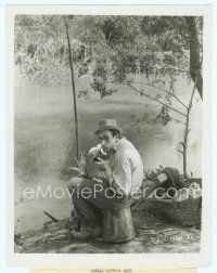 3r204 HAROLD LLOYD 8x10 still '20s smoking pipe sitting by lake from The Kid Brother!