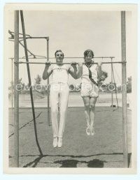 3r244 JOBYNA RALSTON candid 8x10 still '20s exercising on high bar with instructor outdoors!