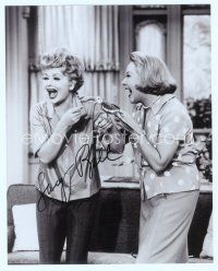 3r024 LUCILLE BALL signed REPRO 8x10 still '80s with Vivien Vance & a bird, laughing hysterically!