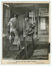 3r277 MAN WHO SHOT LIBERTY VALANCE 8x10 still '62 James Stewart & Lee Marvin in climactic gunfight!