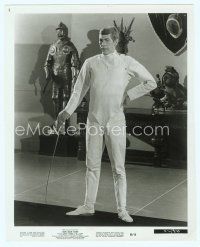 3r322 OUR MAN FLINT 8x10 still '66 close up of James Coburn full-length in fencing outfit!