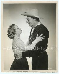 3r431 TEN WANTED MEN 8x10 still '54 close up of cowboy Randolph Scott & Jocelyn Brando!
