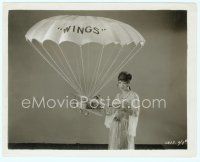 3r488 WINGS candid 8x10 still '27 Clara Bow doing publicity with suspended miniature plane!