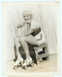 3s296 JUNE KNIGHT candid 8x10 still '36 sexy dancer resting while rollerskating in high heels!