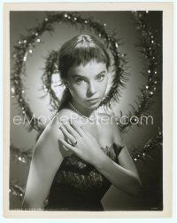 3s310 LESLIE CARON 8x10 still '50s close up with short hair wearing sexy dress!