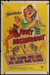 3t023 AIN'T MISBEHAVIN' 1sh '55 sexy artwork of Piper Laurie & Mamie Van Doren!