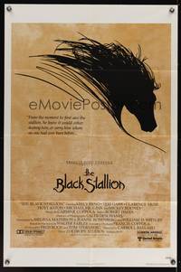 3t087 BLACK STALLION 1sh '79 Carroll Ballard, great Thurston horse artwork!