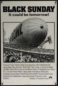 3t088 BLACK SUNDAY 1sh '77 Frankenheimer, Goodyear Blimp zeppelin disaster at the Super Bowl!