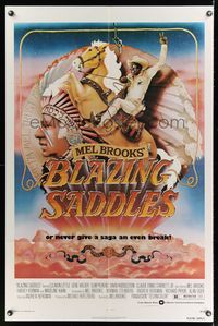 3t090 BLAZING SADDLES 1sh '74 classic Mel Brooks western, art of Cleavon Little by John Alvin!