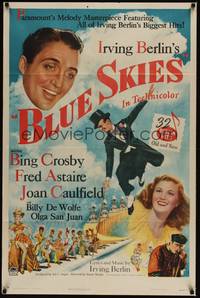 3t098 BLUE SKIES 1sh '46 art of dancing Fred Astaire, Bing Crosby, Joan Caulfield, Irving Berlin