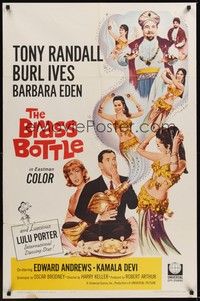 3t111 BRASS BOTTLE 1sh '64 great art of Tony Randall & Barbara Eden with genie Burl Ives!