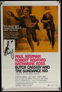 3t133 BUTCH CASSIDY & THE SUNDANCE KID style B 1sh '69 Paul Newman, Robert Redford, Katharine Ross