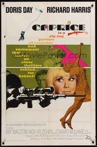 3t142 CAPRICE 1sh '67 pretty Doris Day, Richard Harris, cool sniper image!