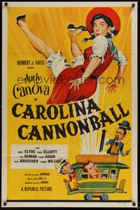 3t147 CAROLINA CANNONBALL 1sh '55 wacky art of Judy Canova, Andy Clyde, Ross Elliot!