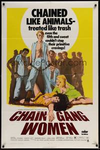 3t156 CHAIN GANG WOMEN 1sh '71 Michael Stearns, Robert Lott, Barbara Mills, chained like animals!