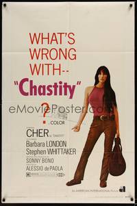 3t164 CHASTITY 1sh '69 AIP, written & produced by Sunny Bono, hitchhiking Cher!