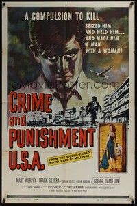 3t201 CRIME & PUNISHMENT U.S.A. 1sh '59 introducing George Hamilton, from the world-famed novel!