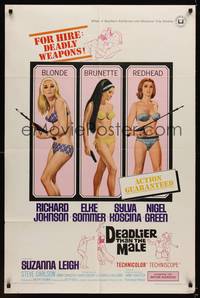 3t223 DEADLIER THAN THE MALE 1sh '67 sexy Elke Sommer, Sylva Koscina & Suzanna Leigh!