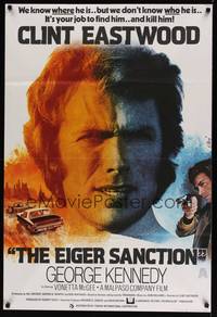 3t267 EIGER SANCTION English 1sh '75 Clint Eastwood's job was to find him & kill him, Mascii art!