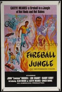 3t299 FIREBALL JUNGLE 1sh '69 hot rods and hot babes, Ralph L. Brown action artwork!