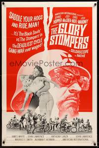 3t365 GLORY STOMPERS 1sh '67 AIP biker, Dennis Hopper, wild image of bikers on the rampage!