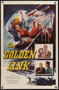 3t374 GOLDEN LINK 1sh '54 artwork of pretty girl falling down stairs!
