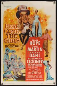 3t428 HERE COME THE GIRLS 1sh '53 Bob Hope, Tony Martin & most beautiful showgirls!