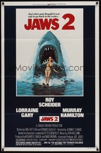 3t477 JAWS 2 1sh '78 just when you thought it was safe to go back in the water, art by Lou Feck!