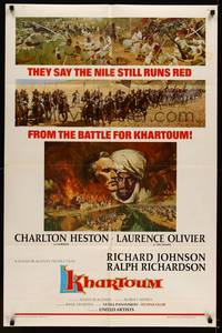3t496 KHARTOUM style B new campaign 1sh '66 Charlton Heston & Laurence Olivier!