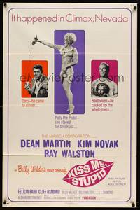 3t504 KISS ME, STUPID 1sh '65 directed by Billy Wilder, Kim Novak, Dean Martin, Ray Walston!
