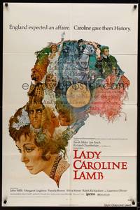 3t518 LADY CAROLINE LAMB 1sh '73 directed by Robert Bolt, great art of Sarah Miles & cast!