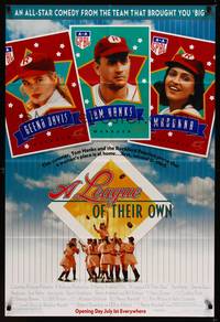 3t546 LEAGUE OF THEIR OWN advance DS 1sh '92 Tom Hanks, Madonna, Geena Davis, women's baseball!