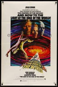 3t559 LIGHT AT THE EDGE OF THE WORLD 1sh '71 Kirk Douglas, Jules Verne novel, cool Terpning art!