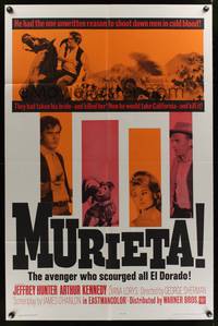 3t645 MURIETA 1sh '65 Jeffrey Hunter as Joaquin Murrieta, the avenger who scourged all El Dorado!