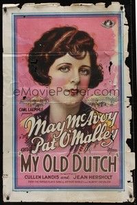 3t651 MY OLD DUTCH 1sh '26 wonderful close up stone litho of pretty May McAvoy!