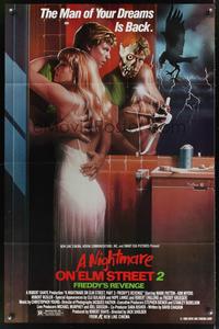 3t669 NIGHTMARE ON ELM STREET 2 1sh '86 Matthew Peak horror art, Freddy Krueger!