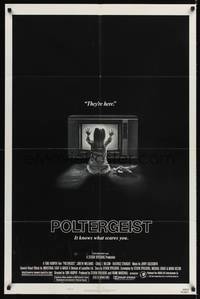 3t715 POLTERGEIST style B 1sh '82 Tobe Hooper, classic They're here image of little girl by TV!