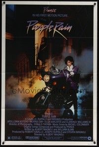 3t737 PURPLE RAIN 1sh '84 great image of Prince riding motorcycle, in his first motion picture!
