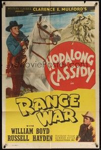 3t745 HOPALONG CASSIDY style C stock 1sh '40s William Boyd as Hopalong Cassidy, Range War!