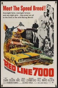 3t751 RED LINE 7000 1sh '65 Howard Hawks, James Caan, car racing artwork, meet the speed breed!