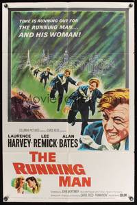 3t776 RUNNING MAN 1sh '63 Laurence Harvey, Lee Remick, directed by Carol Reed!